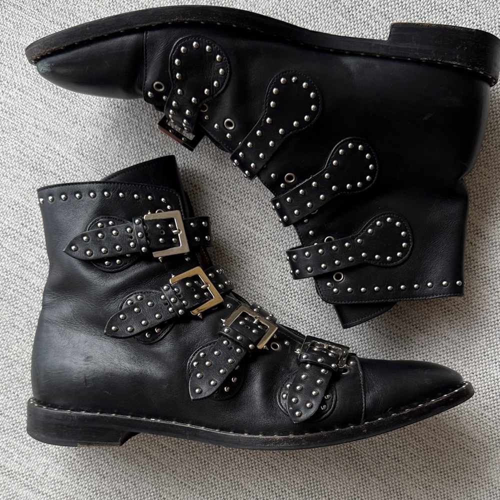 Givenchy Black Leather Buckle Boots EU 43 / US 10